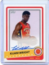 2022 Topps Chrome McDonald's KIJANI WRIGHT RC All-American On Card Auto SP