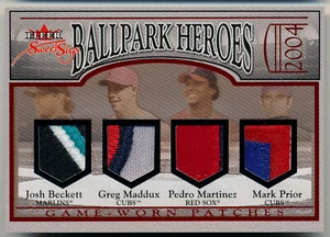 2004 Sweet Sigs Ballpark Heroes GREG MADDUX PEDRO MARTINEZ PRIOR Quad Patch #/42 - Picture 1 of 2