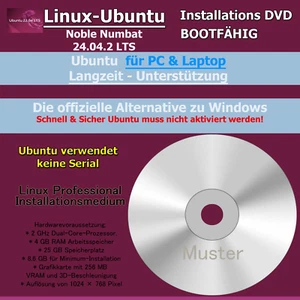 Linux-Ubuntu 24.04.20 LTS DVD, auch für ältere PC's! - Bild 1 von 24