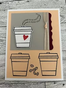 Card Set Of 4 Stampin Up Pale Papaya Coffee Beans Coffee Is Always A Good Idea - Picture 1 of 2