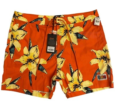 Pantalones Cortos Deus Ex Machina Para Hombre Floral Palmas Surf Antracita Naranja 36 NUEVO Foto 1 de 4