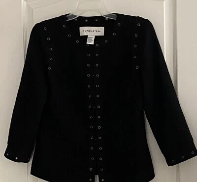 Vtg Doncaster Riveted 3/4 Sleeve Textured Career Blazer Sz 8 Hook&Eye Closure - Image 1 of 4