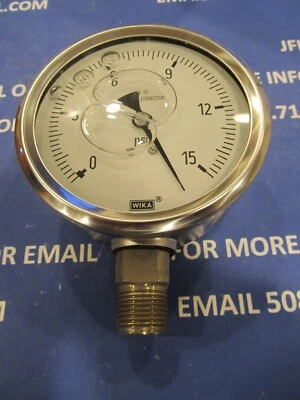 Wika 232.53 Pressure Gauge, 0-15, 1/2"npt, 4"F, LM, LF, SS 9768513 New Surplus - Image 1 of 4