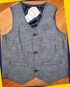 NWT Boys 4T-5T Gymboree BLUE SAFARI Cotton Button-up fully lined CHAMBRAY VEST - Picture 1 of 2