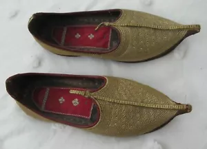 Vintage Indien Pakistan Punjab Gold bestickt Jutti Lockenkappe Schuhe - Bild 1 von 2