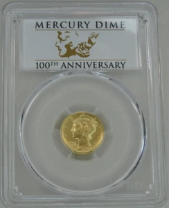 2016-W Mercury Dime Gold PCGS SP 69 1/10 Oz US Mint 10C First Strike - Picture 1 of 4