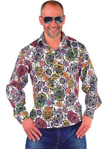Mexican Sugar Skull Shirt - Halloween / Voodoo - White , S-XXL - Picture 1 of 2