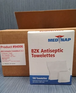 (10 Boxes) of MED NAP BZK Antiseptic 5" x 7"  Towelettes 1000 ct - Picture 1 of 6