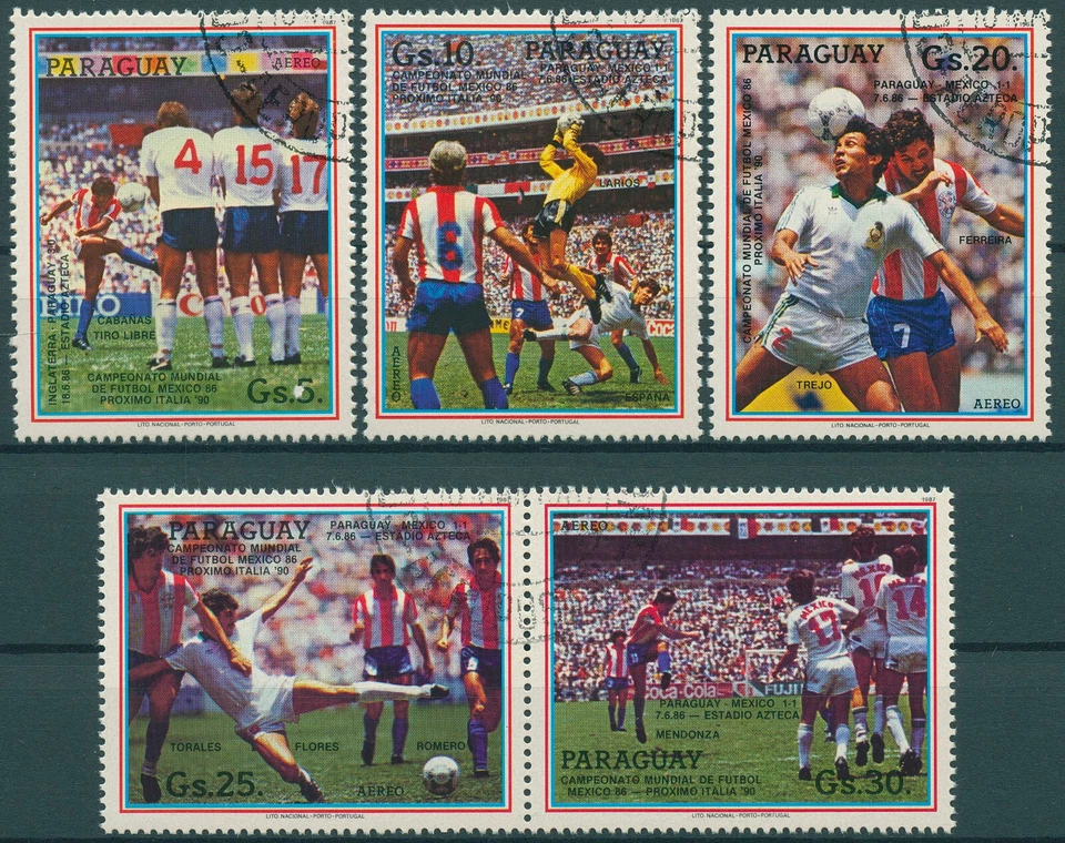 Paraguay 1987 CTO Football Stamps World Cup Mexico 1986 Italy 1990 Sports 5v Set - Image 1 of 1