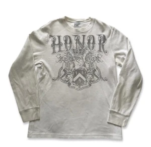 Y2K Grunge Lion Thermal Long Sleeve Shirt Mens Size L - Picture 1 of 14
