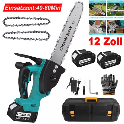 12 Zoll Elektro Kettensäge Akku Motorsäge Baumsäge mit 5,5Ah Akku Für Makita 18V - Bild 1 von 4