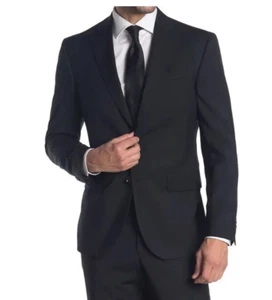 TED BAKER Jarrow Wool Trim Fit Black Textured Sport Coat Blazer, Size 42 S - Picture 1 of 11