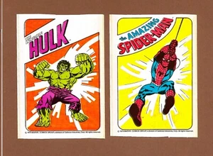 Hojas adhesivas vintage 1979 General Mills Cereal Premium - Spider-Man y Hulk - Imagen 1 de 1