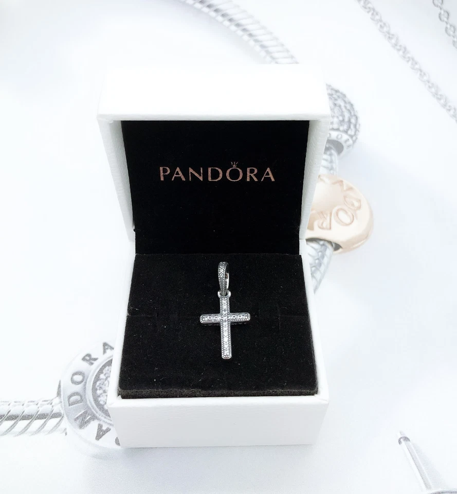 Authentic PANDORA Sterling Silver Classic Cross CZ Pendant 397571CZ 0903