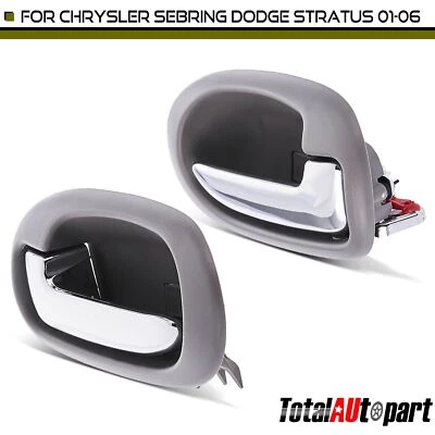 2x Manija de puerta interior gris cromo para Chrysler Sebring Dodge Stratus lateral trasero Foto 1 de 4
