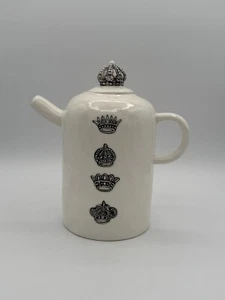 Rae Dunn Artisan Collection Have a Royal Day Crown Teapot Retired - Picture 1 of 11