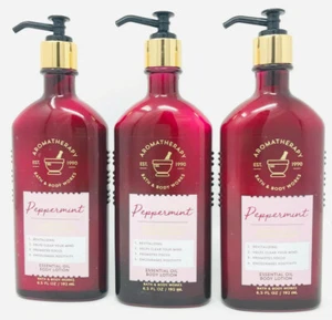 3 BATH & BODY WORKS AROMATHERAPY PEPPERMIT BODY LOTION CREAM HAND ESSENTIAL OIL - Picture 1 of 1