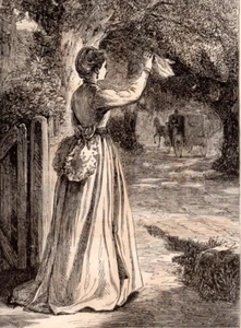 Antique Victorian Art print engraving 1871 Bessie Deane's Disappiontment Goodbye - Picture 1 of 2