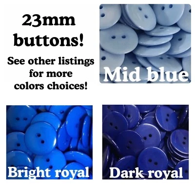18 or 36 23mm Plastic Buttons, mid blue royal blue 23mm - Image 1 of 4
