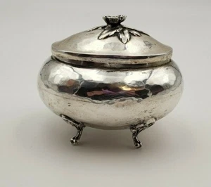 Porta baratijas vintage 800 plata ovalada con tapa con bisagras y patas 8459 - Imagen 1 de 9