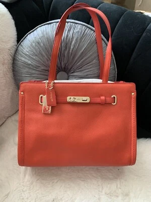 Nuevo Bolso de Mano Coach para Mujer Pequeño de Cuero Guijarro Pulido 34915 Sandía Foto 1 de 4