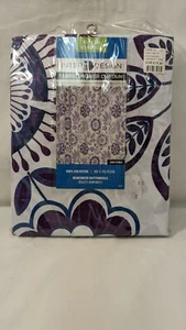 NEW Interdesign 61020 PURPLE FABRIC SHOWER CURTAIN Cloth Flower Bathroom 72x72 - Picture 1 of 6