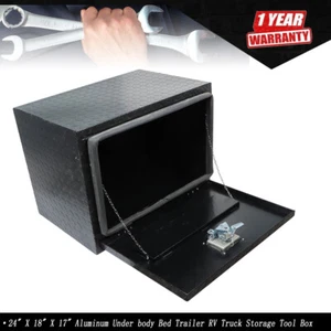 24" X 18" X 17" Aluminum Under body Bed Trailer RV Truck Storage Tool Box w/ Key - Picture 1 of 11