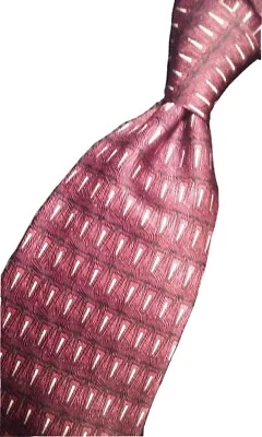 IRVINE PARK Geometric Hand Made Silk Tie Classic NEW Wine Red Silver - Image 1 of 4