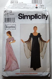 Vestido gótico medieval Simplicity 8619 ©1999 talla 10-14 UC FF - Imagen 1 de 2