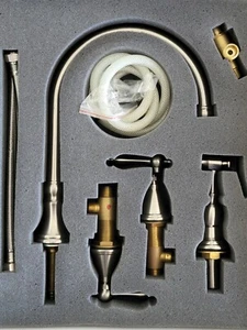 Brushed Nickel 8 inch Widespread Kitchen Faucet Set with Sprayer 4 Piece Kit - Picture 1 of 11