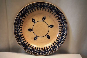 Antique Scottish Irish Spongeware Pottery Plate Single Band And Leaf Decoration" - Picture 1 of 5