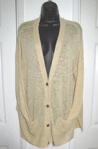 Willow Root cardigan sweater Women's tunic loose knit Long sleeve muted-yellow M - Picture 1 of 10