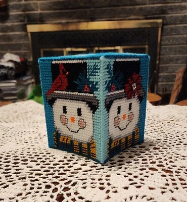 Made to Order.  Holly Jolly Plastic Canvas Tissue Box covers.  - Image 1 of 4