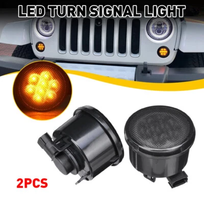 For 2007-2018 Jeep Wrangler JK Smoke Amber Side Fender Marker Light Accessories - Image 1 of 4