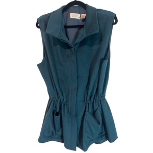 Dana Buchman türkisblau 100 % Kaschmir Weste Größe 14 ärmellos Kragen Taschen - Bild 1 von 7
