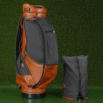 BOLSA DE GOLFE TITLEIST CARRINHO/STAFF 6 VIAS, MARROM/CINZA ~ VINTAGE!! - Imagem 1 de 4