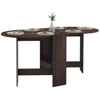 Oval Table Dining Room Drop Leaf Kitchen Small Space Chocolate wood Effect - Image 1 of 4