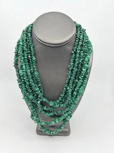 Jay King 7 Strand Malachite Chip Waterfall Necklace 18" - Picture 1 of 7