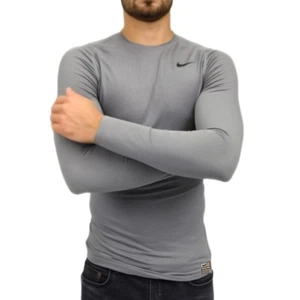 Nike Herren grau Langarm Pro Kompression sportlicher Pullover Oberteil Größe SML - Bild 1 von 9