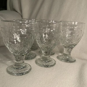 Willow House 6 Pc Tuscan Glass Goblets Hammered Floral 16 Oz 6” Tall - Picture 1 of 6