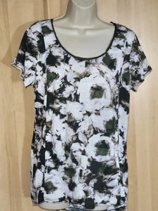 simply vera wang size large Short Sleeved Blouse Black And White Preowned - Picture 1 of 6