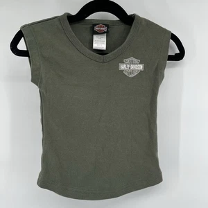 Camiseta Harley Davidson niña pequeña talla 2T/3T gráfica verde manga gorra logotipo - Imagen 1 de 5