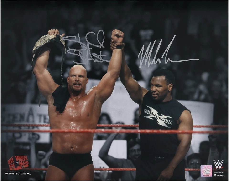 Stone Cold Стив Остин и Майк Тайсон с автографом 16 x 20 WrestleMania XIV фотография - Изображение 1 из 1