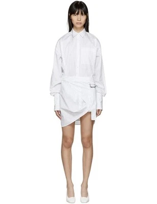 Vestido Camisa Helmut Lang Blanco Shayne Oliver Rayas Pull Up XS Foto 1 de 4