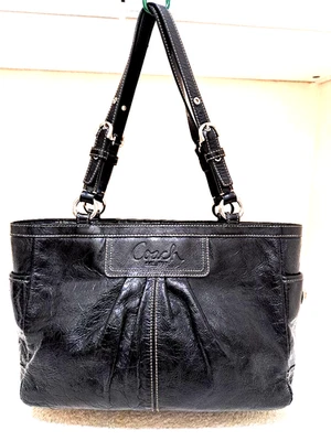 Bolso Coach Mujer Negro Charol Doble Asa Cartera Bolso de Hombro F13761 Foto 1 de 4