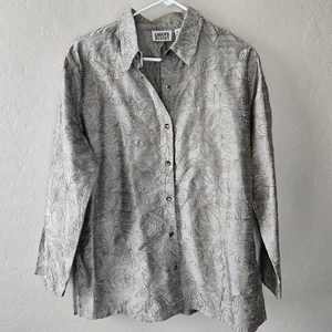 Chico’s Design 100% Silk Jacket Button Down Floral Embroidered Beige L(2) Beige - Picture 1 of 11