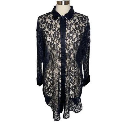 Vintage Victoria's Secret Gold Label Lace Button Up Shirt Dress Women's Small - Image 1 of 4