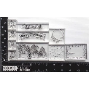 IMPRESSIONEN CLEAR ACRYL STEMPEL WEIHNACHTEN SET 10 SCHNEEMANN LEBKUCHEN STECHPALME MÜLLEIMER - Bild 1 von 3