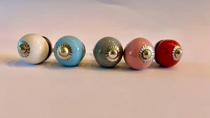 Möbelknopf Porzellan Möbelknöpfe Keramik Möbelknäufe Knauf rund klein, 2,5 cm - Bild 1 von 12