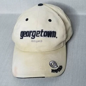 Georgetown University Hoyas Baseball Cap Khaki Cotton Adjustable Hat Stained - Picture 1 of 7